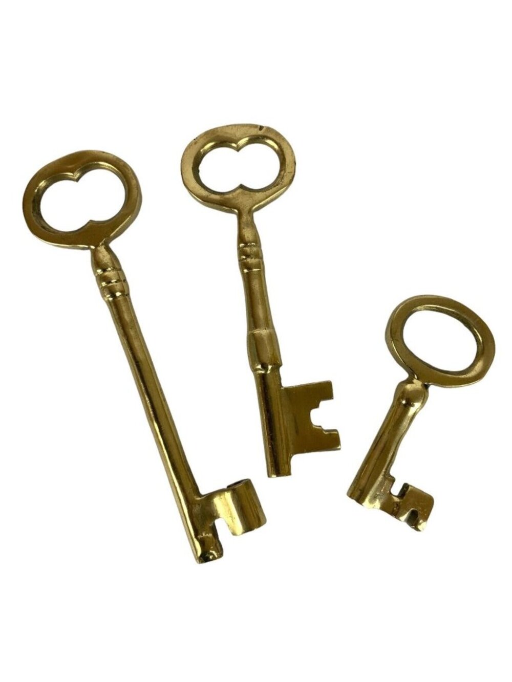 Set Of 3 Brass Skeleton Keys Decorative Retro Style Collectibles